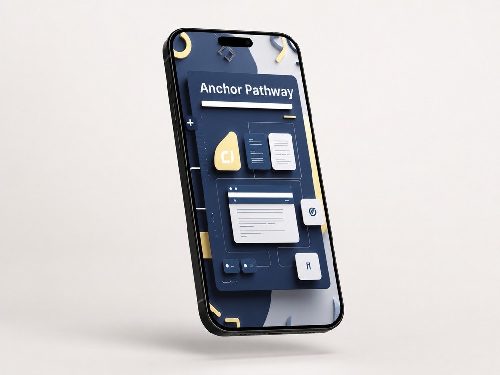 Phone displaying an app interface with 'Anchor Pathway' on a light gray background