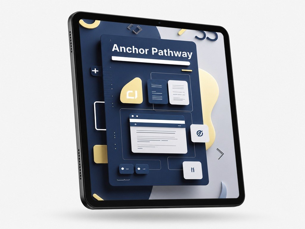 Digital tablet displaying an interface with 'Anchor Pathway' on a white background