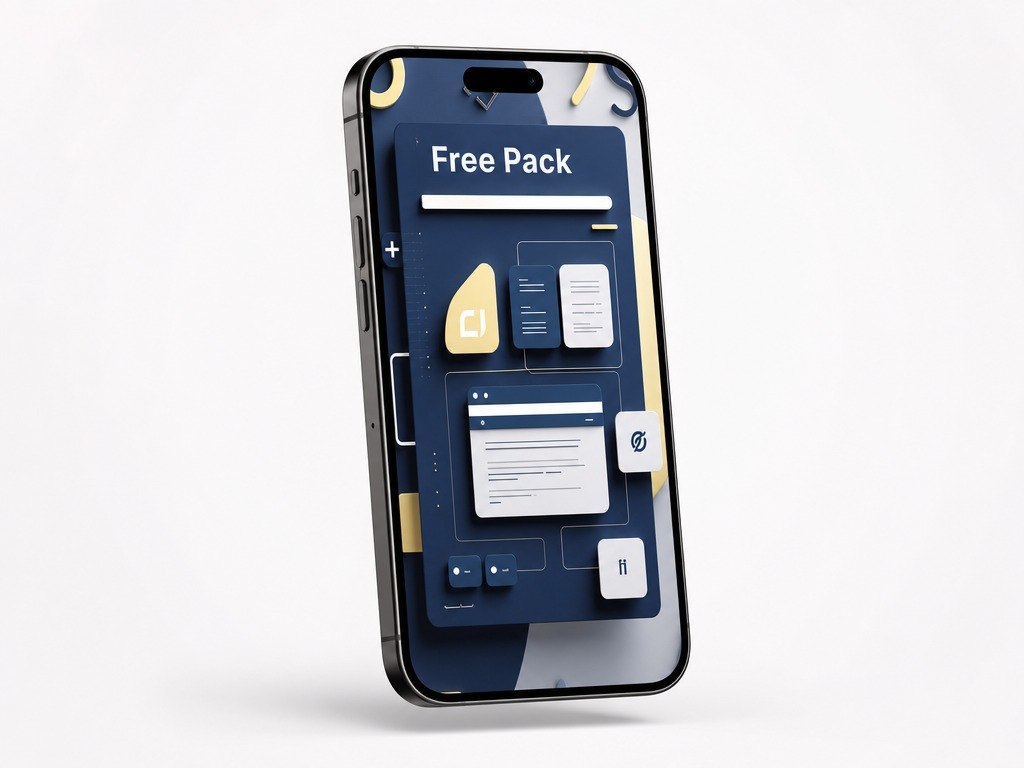 Phone case with app icons and 'Free Pack' text on a white background