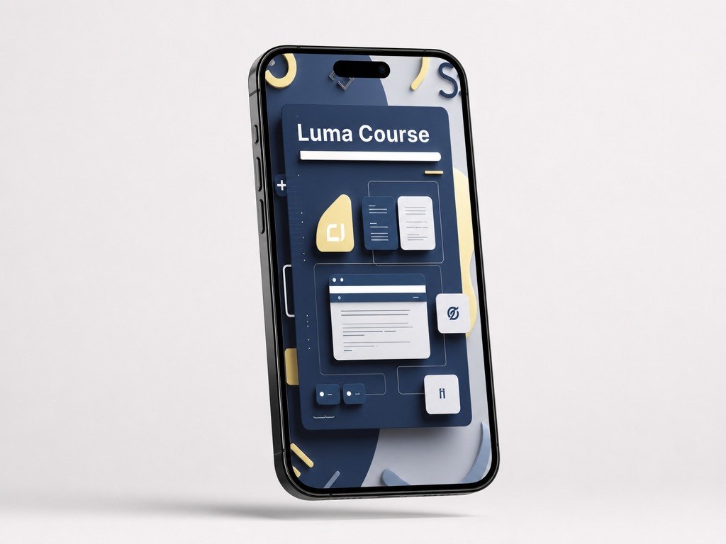 Phone case with Luma Course design on a light gray background