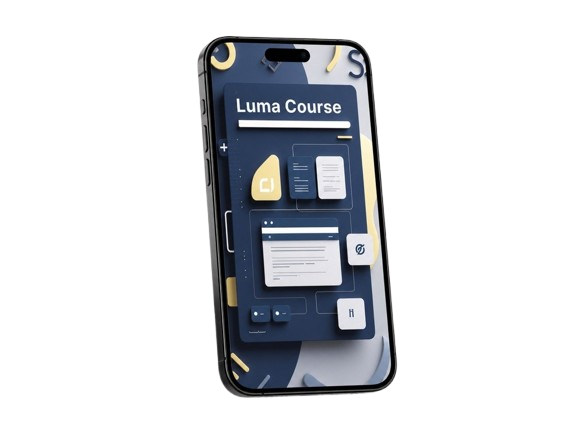 Phone case with Luma Course design on a white background