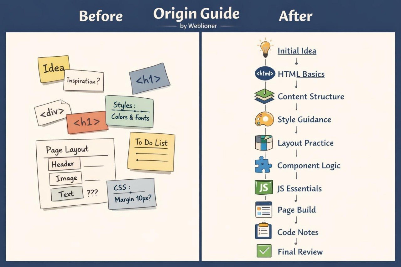 Diagram showing a 'Before' and 'After' flowchart of web development process steps.