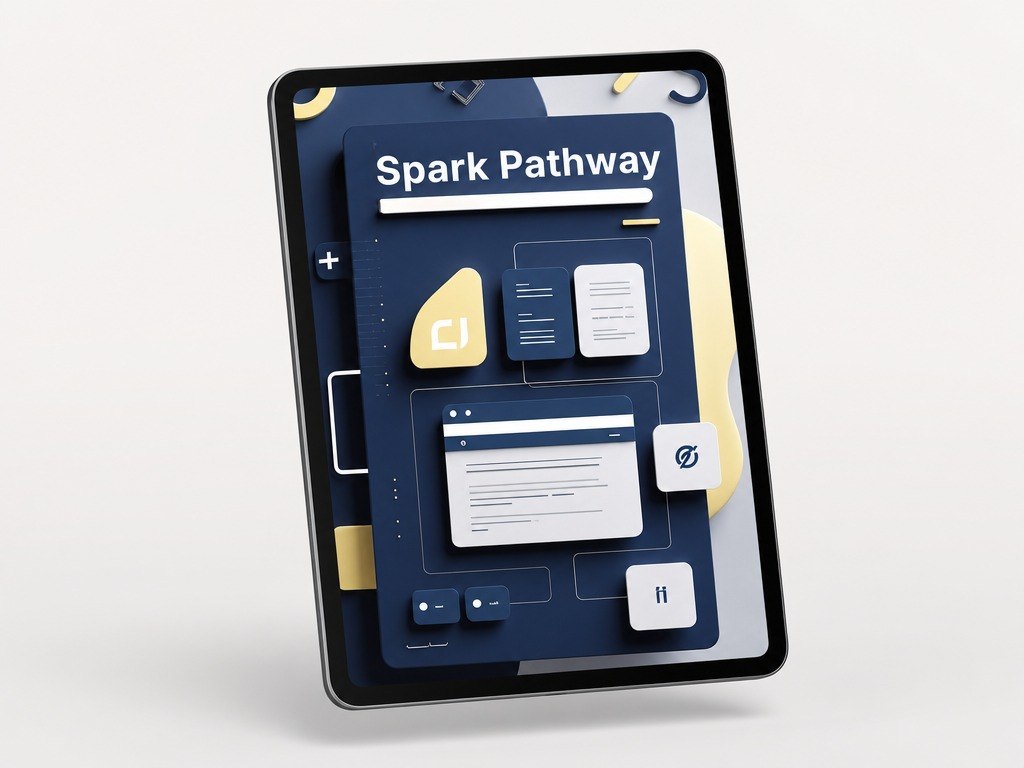 Digital tablet displaying the 'Spark Pathway' interface on a light gray background
